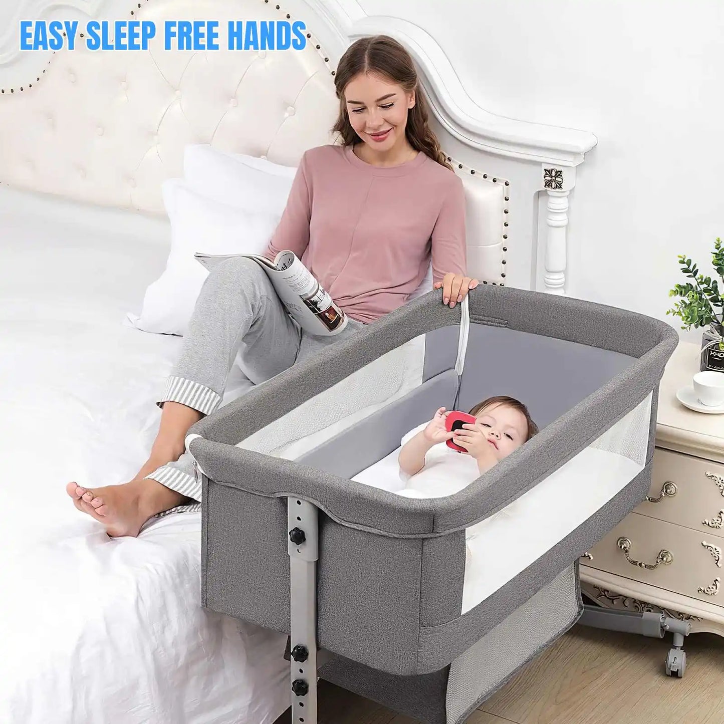 Baby Crib 3 in 1 Baby Bed Bedside Crib Baby Playpen 0-3 years