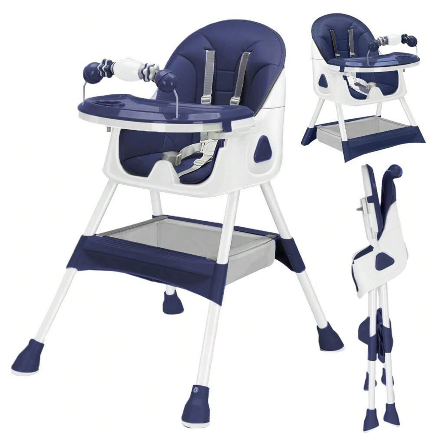 Foldable Baby High Chair 6+ Months with Large Antislip Pad & ToyRack