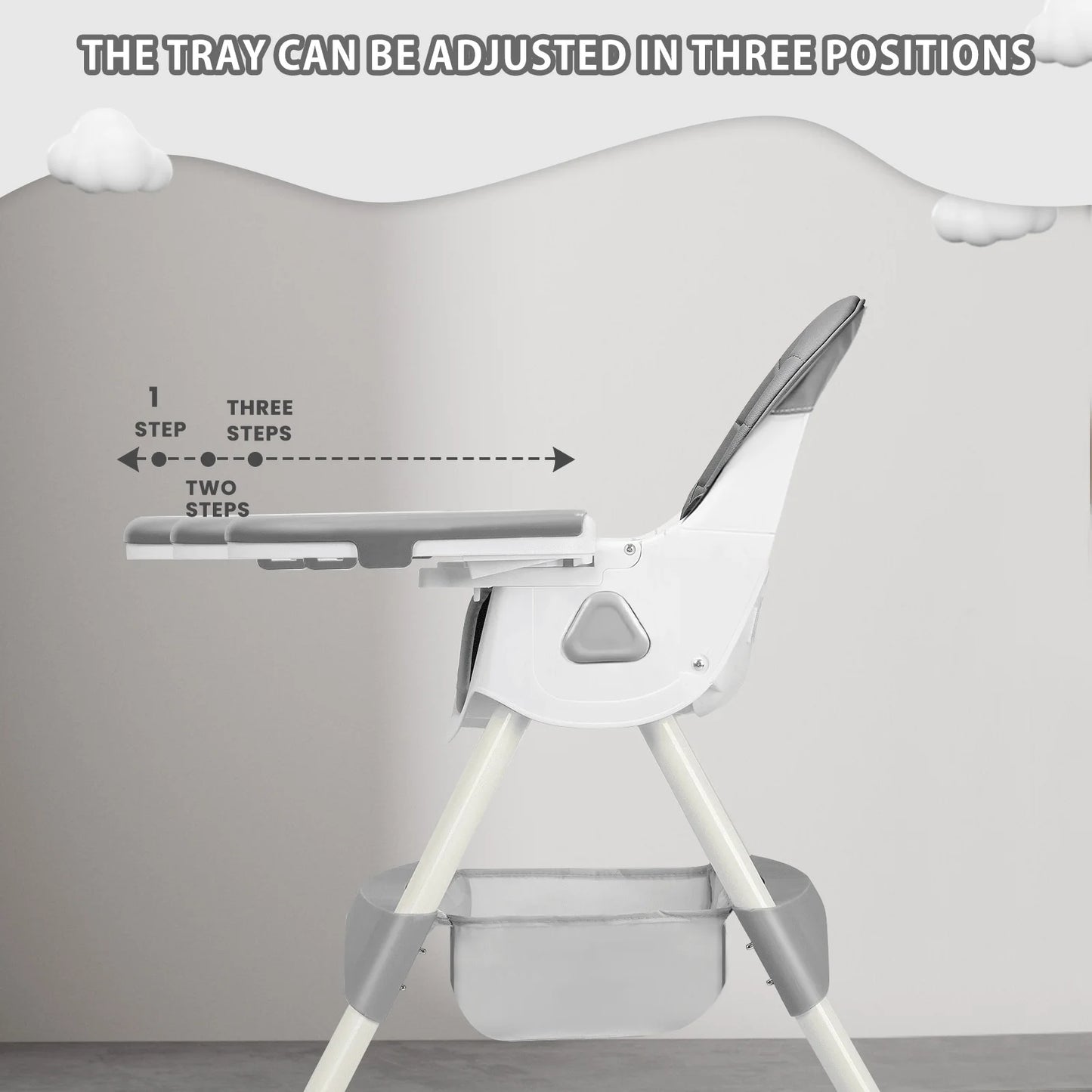 Foldable Baby High Chair 6+ Months with Large Antislip Pad & ToyRack