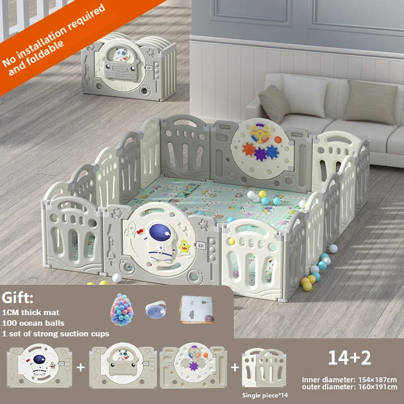 Large Baby Playpen with Slide & Basketball Hoop – 14+2 Panels