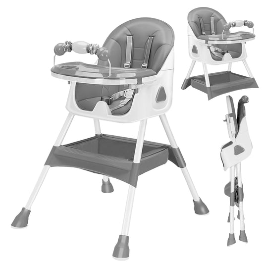 Foldable Baby High Chair 6+ Months with Large Antislip Pad & ToyRack