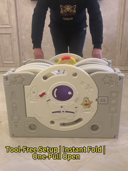 Large Baby Playpen with Slide & Basketball Hoop – 14+2 Panels