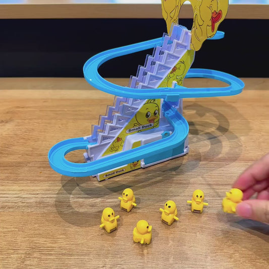 Electric “Climbing Ducks” Stair Toy with Music & LED Lights